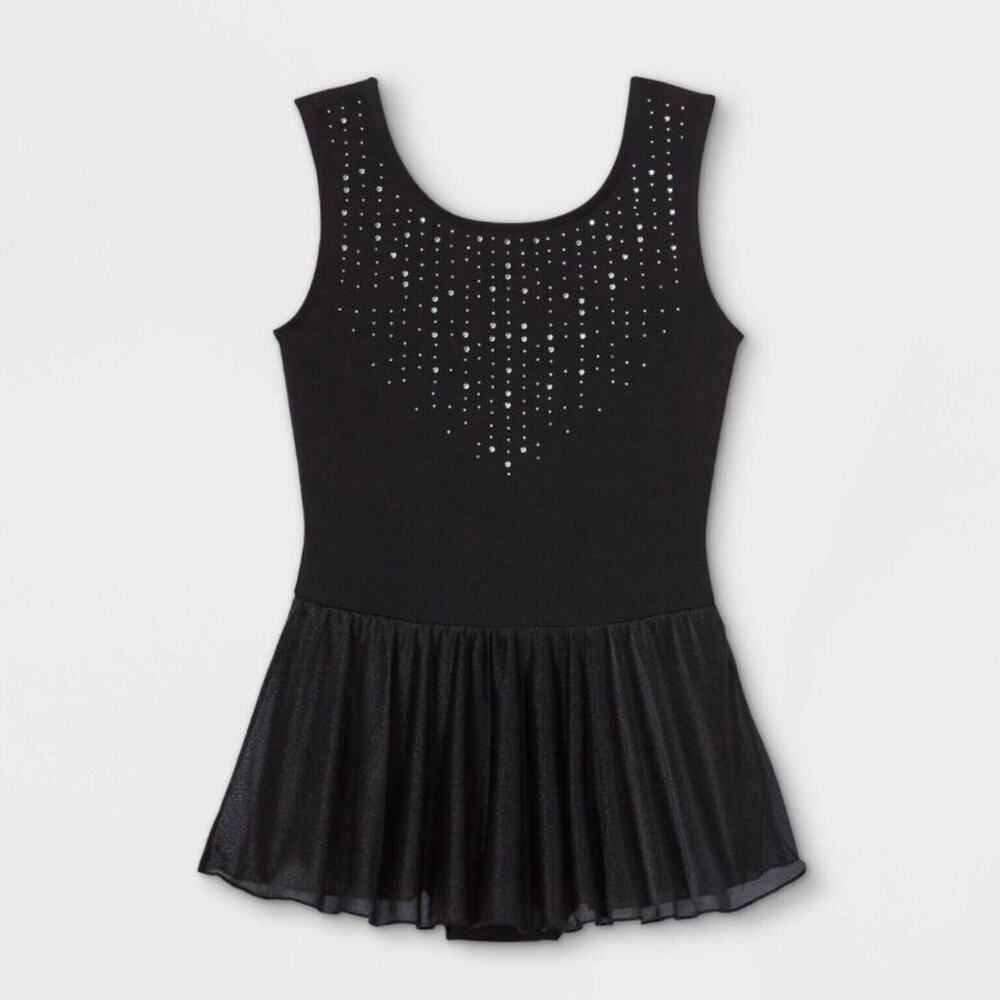 Cat & Jack Girls Tank Leotard Black Ballet Dance Gymnastics Bodysuit Sz S (6/6x)